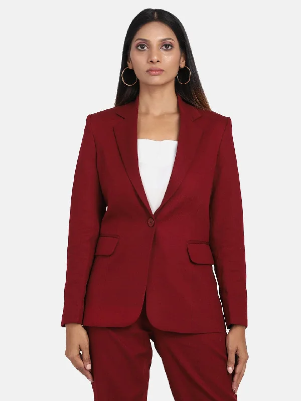 Cotton Blazer - Wine Red