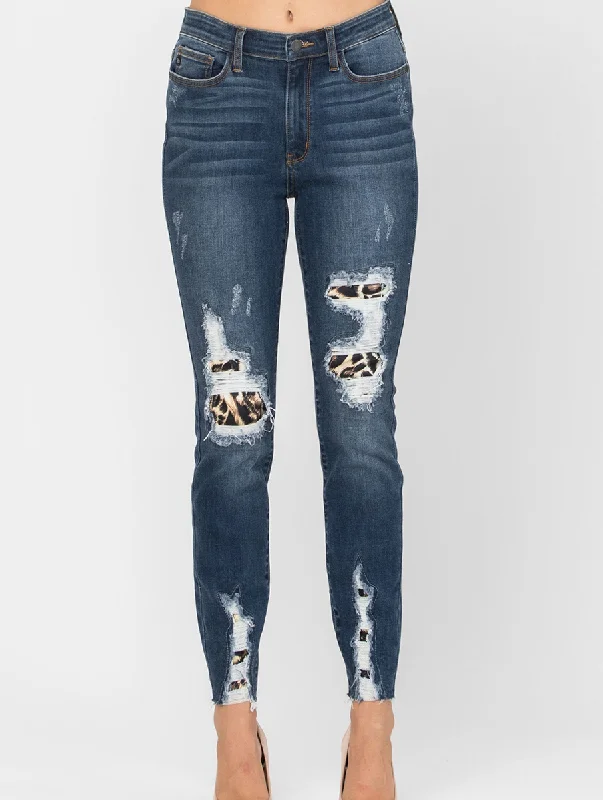 Miranda High Waist Leopard Patch Skinny By Judy Blue