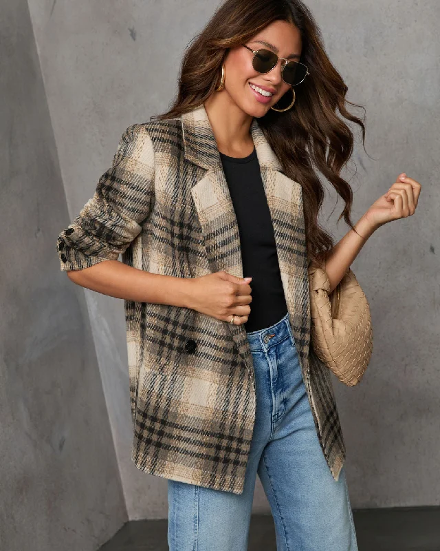 Stay Close Plaid Oversized Blazer