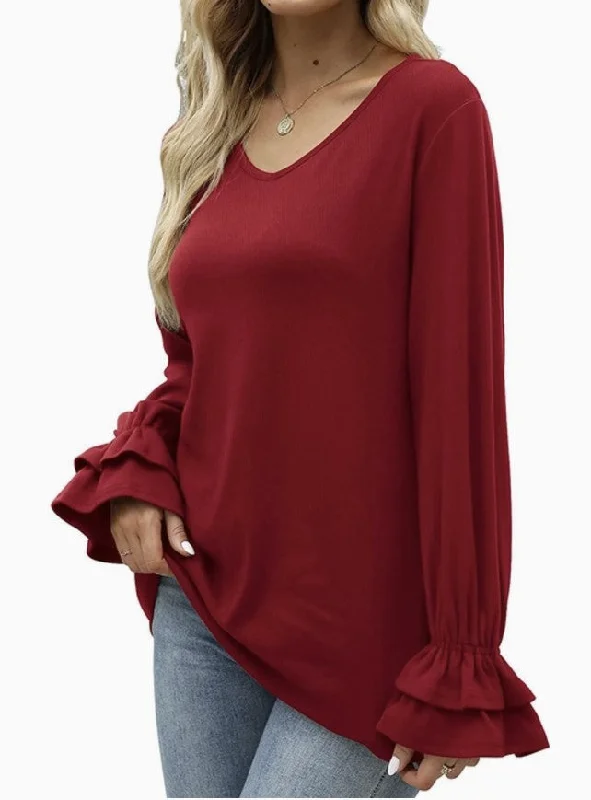 Red Flared Sleeve Top - #8543-8547