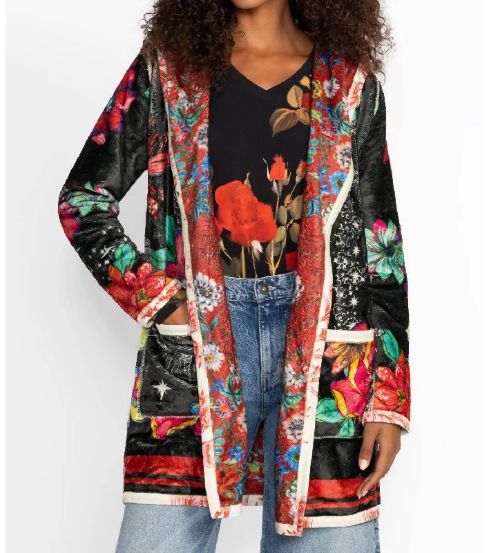 Joan Midi Sherpa Jacket In Starry Night