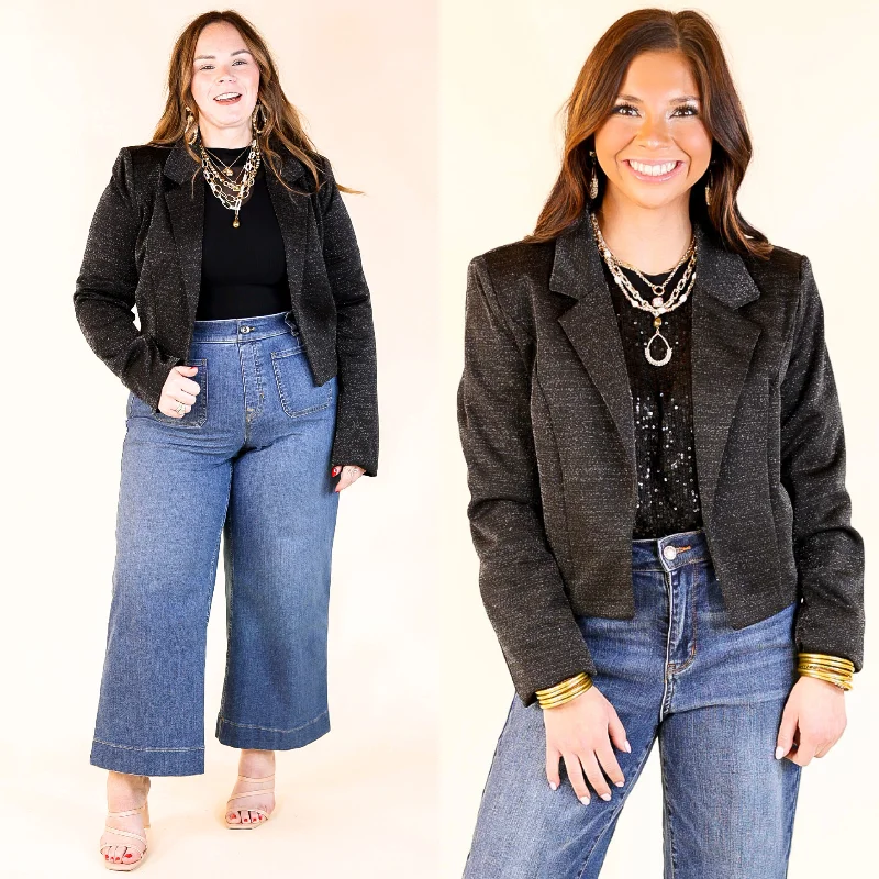 Encore Please Sparkle Cropped Blazer in Black