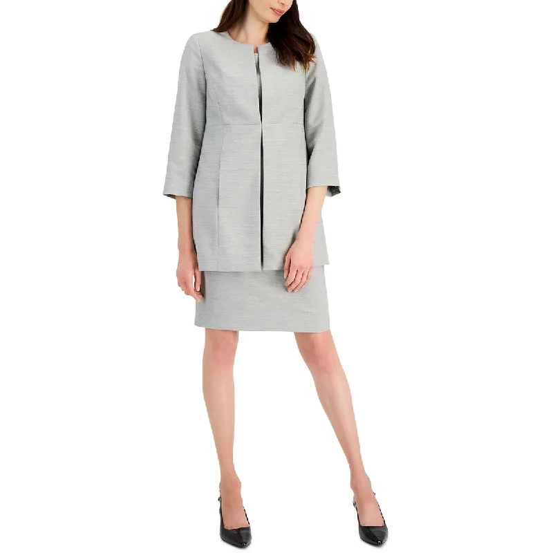 Le Suit Womens Textured  Open-Front Blazer