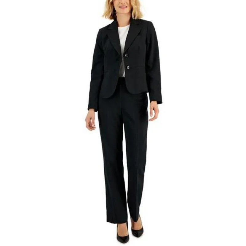 Le Suit Womens Petites Pinstripe Work Wear Two-Button Blazer