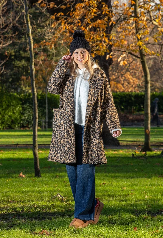 Leopard Print Boucle Coat