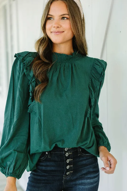 Now's The Time Olive Green Blouse Trendy Women's 