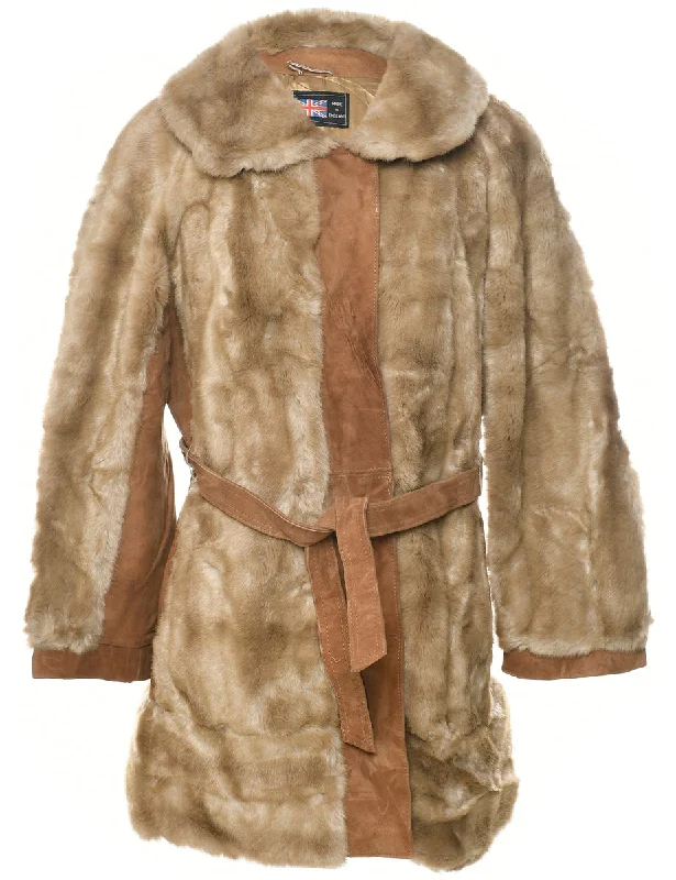 Light Brown Faux Fur Coat - M Dynamic Women's Moto