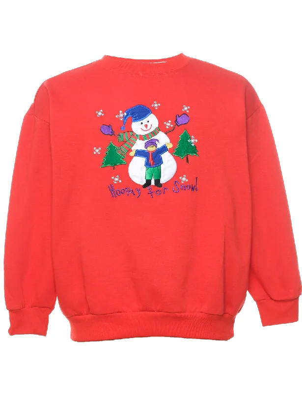 Snowman Christmas Sweatshirt - L Minimalist Women's Casual