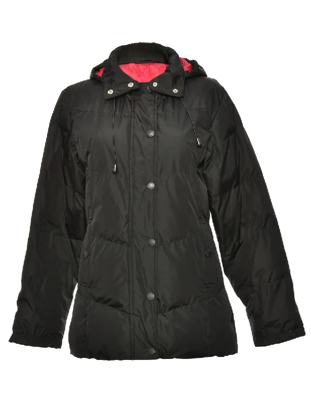 Zip-Front Black Classic Puffer Jacket - M Scandinavian