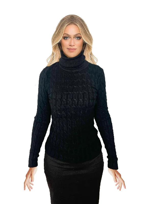 White Icy Cableknit Turtleneck Top Streetwear Style for 