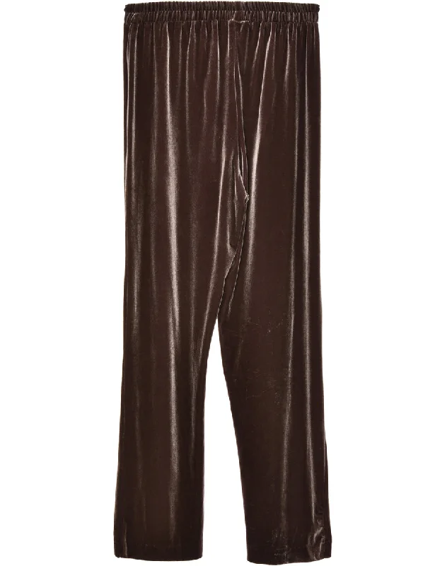 Dark Brown Velvet Trousers - W26 L34 Earthy Women's Hemp - based