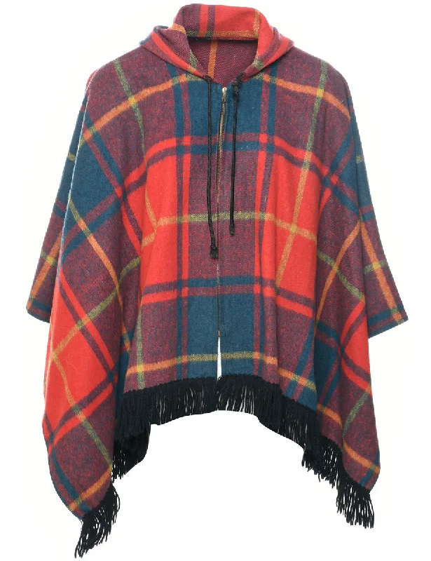 Checked Hooded Cape - M Contemporary 