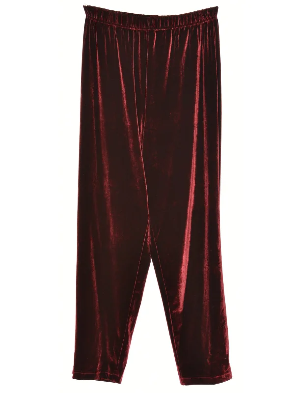 Velvet Fabric Maroon Trousers - W30 L35 Rugged Women's Outdoor 
