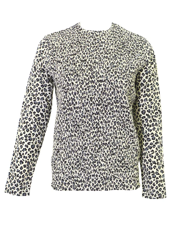 Wear & Flair Smocked Leopard Top Relaxed Women's Beachy