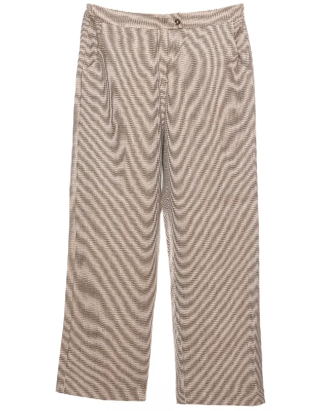 Dogtooth Light Brown & Off-White Trousers - W32 L31 Practical Women's Multi - 